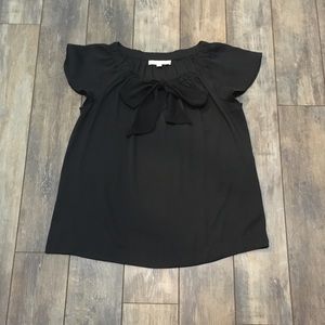 LOFT short sleeve bow front blouse S